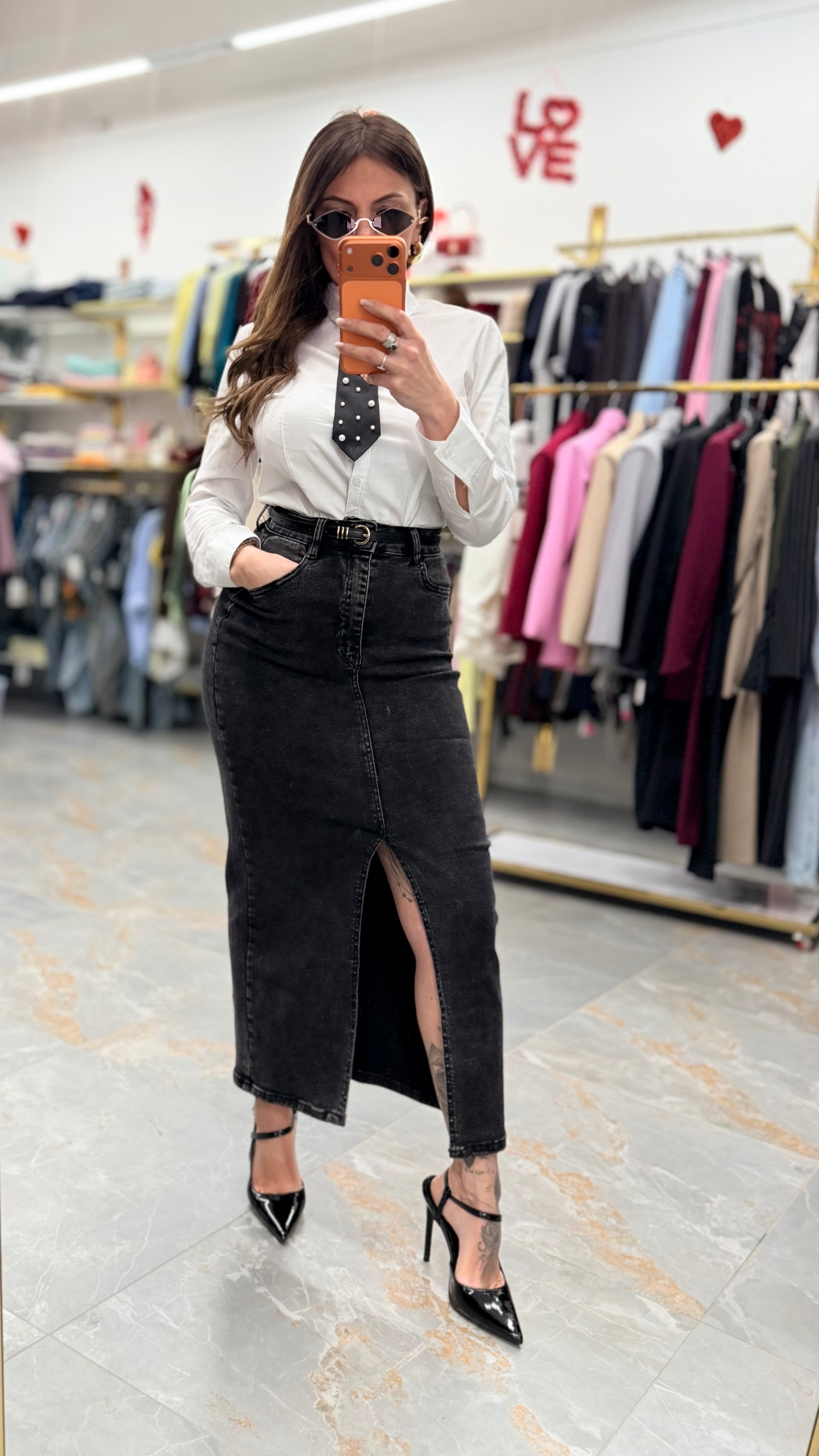 SHADOW DENIM SKIRT