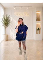 SHORTS SFRANGIATO DENIM SCURO