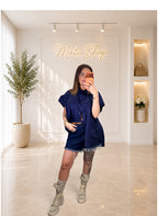 SHORTS SFRANGIATO DENIM SCURO